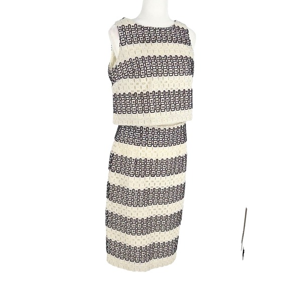 ANTONIO MELANI Dresses & Skirts - Antonio Melani Womens Midi Skirt Crop Top Set 8 Giant Eyelet Embroidered Coastal